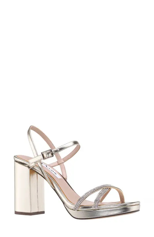 Nina Steven Embellished Platform Sandal in Platino at Nordstrom, Size 9.5 | Nordstrom