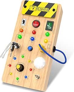 Montessori Toddler Toys - Baby Wooden Busy Board - Sensory Toys with Light Switch - Baby Travel T... | Amazon (US)