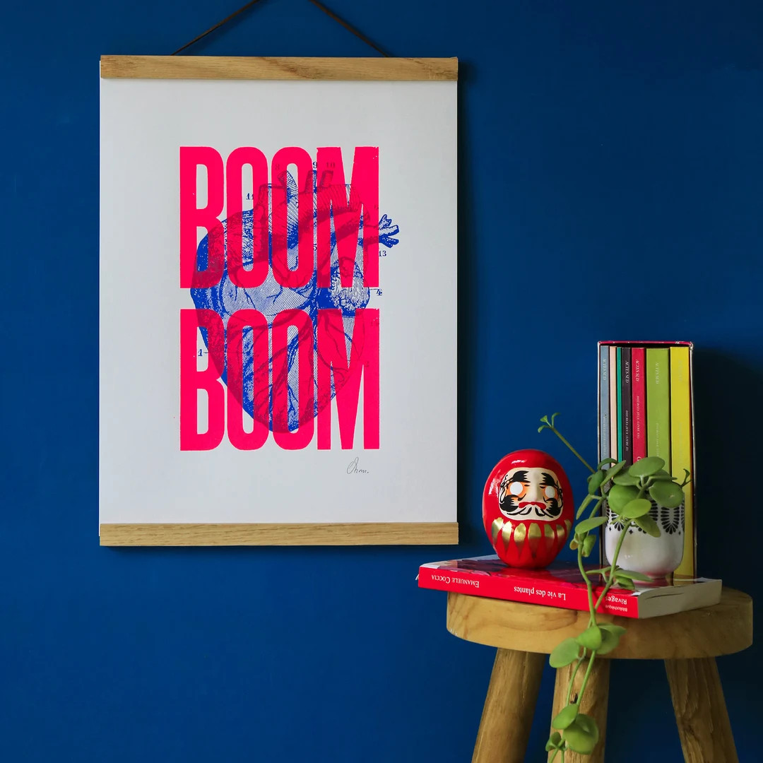 Boom Boom Heart Neon Pink A3 Screen Printed Poster, Signed by the Artist - Etsy | Etsy (US)