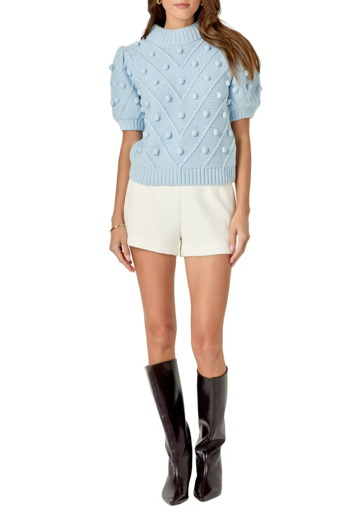 Pom Pom Puff Sleeve Sweater | Belk