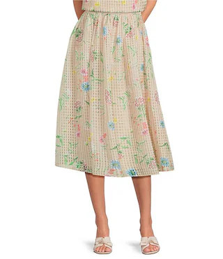 Preston & York Susie Printed Organza Coordinating Midi Skirt | Dillard's | Dillard's