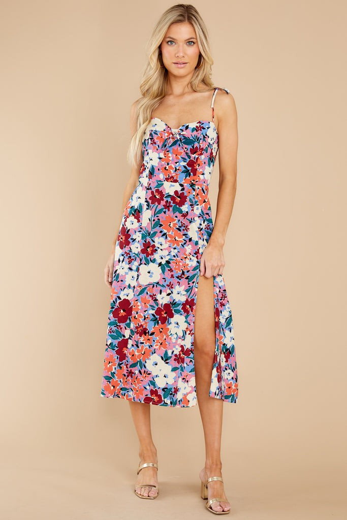 Always Mine Indigo Blue Multi Floral Print Midi Dress | Red Dress 