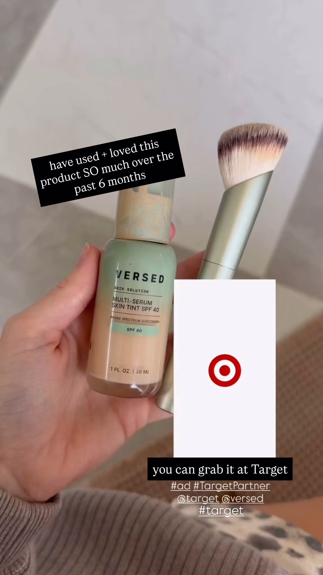 #AD The Multi-serum skin tint from @versed is one of my absolute favorite skincare products because it does it all, hydration, coverage, and SPF 40 in one step plus it’s under $20. It is SO hard to find good, clean affordable products that actually work! I’ve used this product for months!  I’m using the multi-tasking brush from Versed as well. You can see the hydration it gives my skin - I love wearing this by itself or under my makeup! You can grab it at @target!  #TargetPartner
