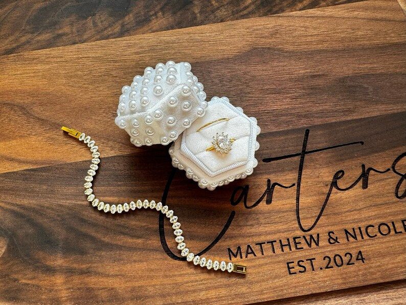 White Wedding Ring Box, Proposal Velvet Ring Box, Personalized Ring Box, Velvet Ring Box, Hexagon... | Etsy (US)