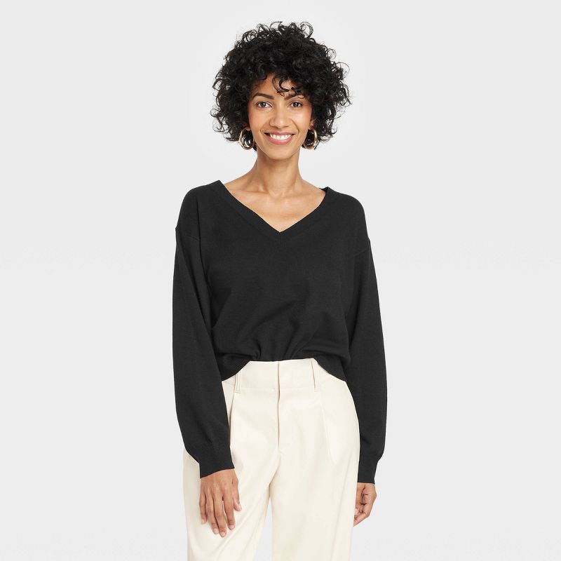 Women's Fine Gauge V-Neck Sweater - A New Day™ | Target