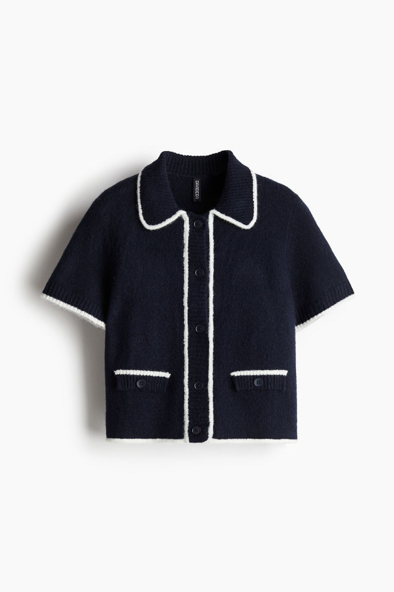 H & M - Short-Sleeved Cardigan - Blue | H&M (US + CA)