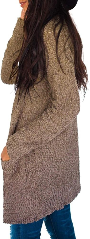 MEROKEETY Women's Long Sleeve Soft Chunky Knit Sweater Open Front Cardigan Outwear Coat | Amazon (US)