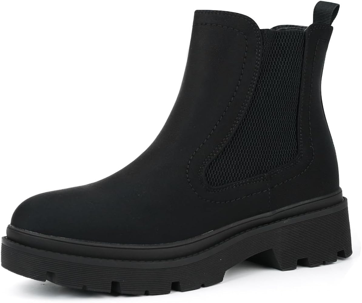 JABASIC Women Chelsea Boots Low Heel Elastic Ankle Boots (10,Army Green) | Amazon (US)