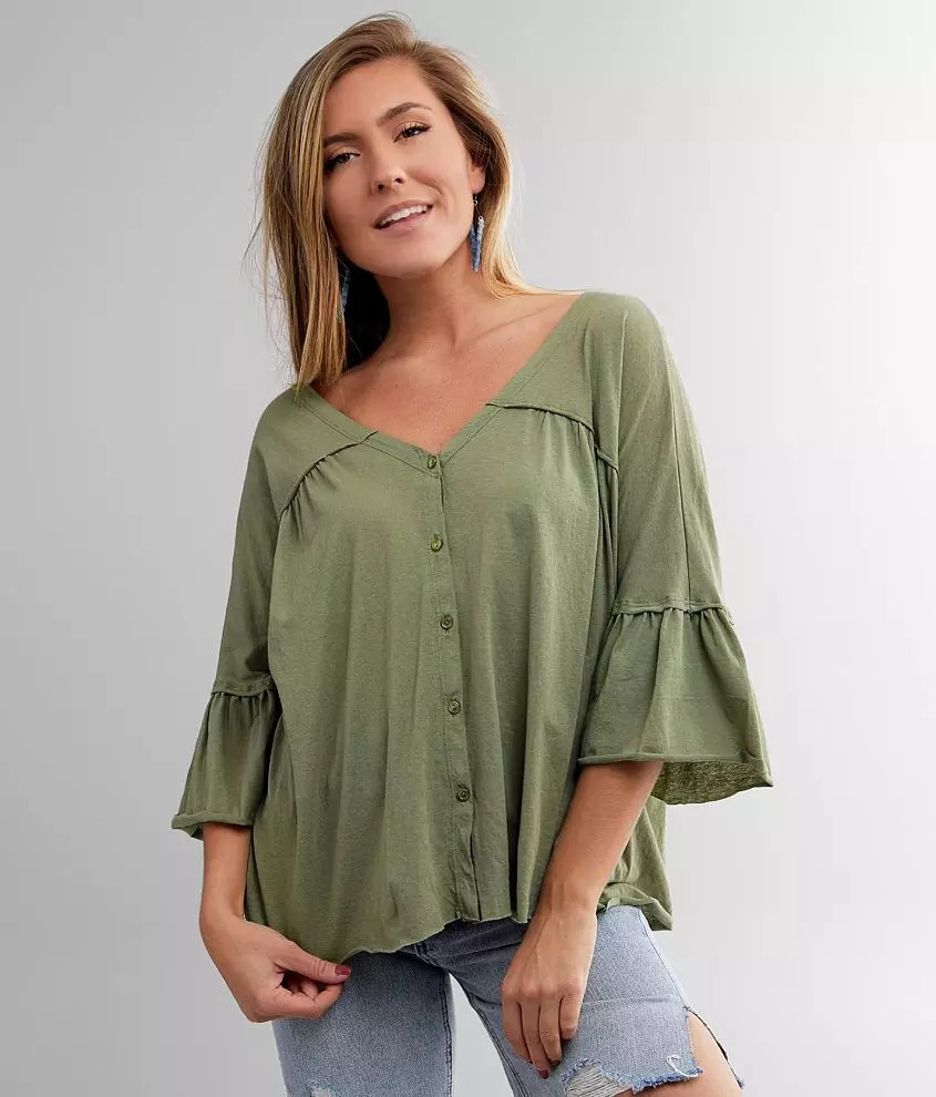 Raw Edge Top | Buckle