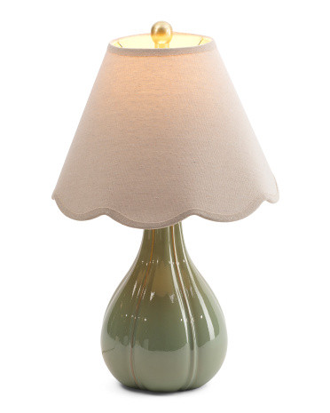 22in Ceramic Table Lamp With Scalloped Shade | Marshalls