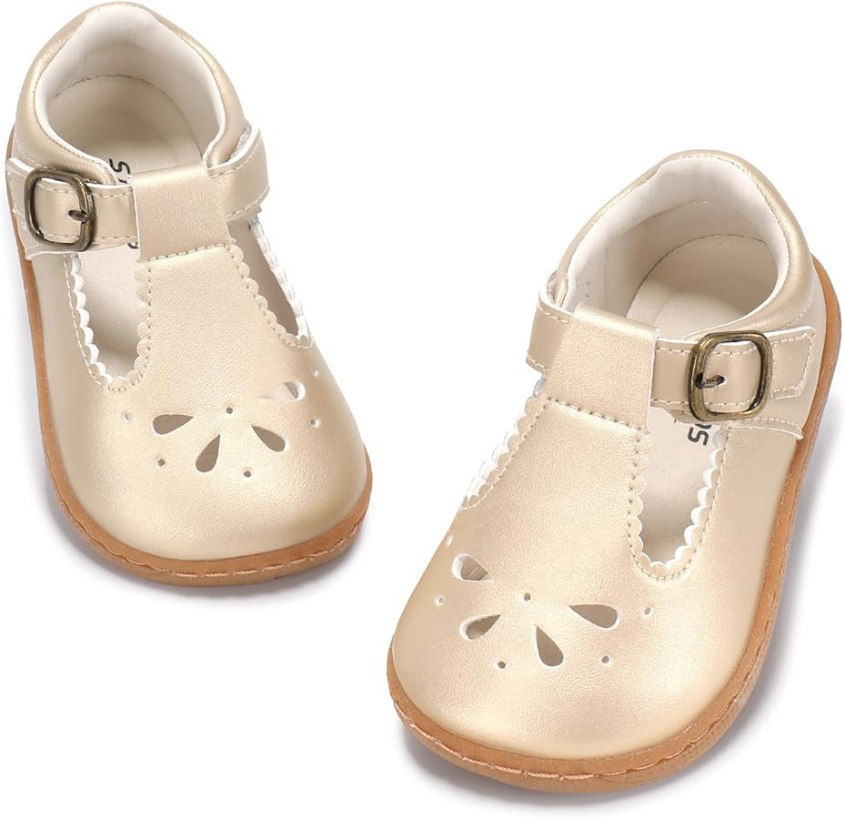 Toddler Girl Mary Jane Dress Shoes Wide Ballet Flats for Girls Party School Shoe | Amazon (US)