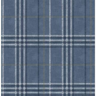 Rockefeller Navy Plaid Paper Strippable Roll (Covers 56.4 sq. ft.) | The Home Depot