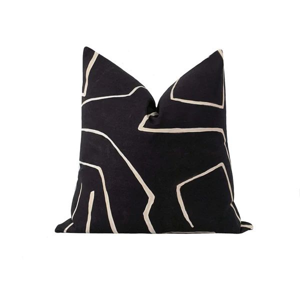 Graffito Black and Cream Abstract Pillow | Land of Pillows