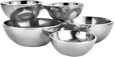 Godinger Cluster Bowl Set, Appetizer Bowls, Dessert Bowls & Fruit Bowl, Silver Metal Decor, Set o... | Amazon (US)