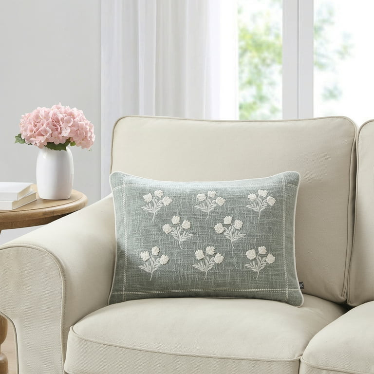 My Texas House 14" x 20" Ditsy Floral Dusty Green Reversible Cotton Decorative Pillow Cover | Walmart (US)