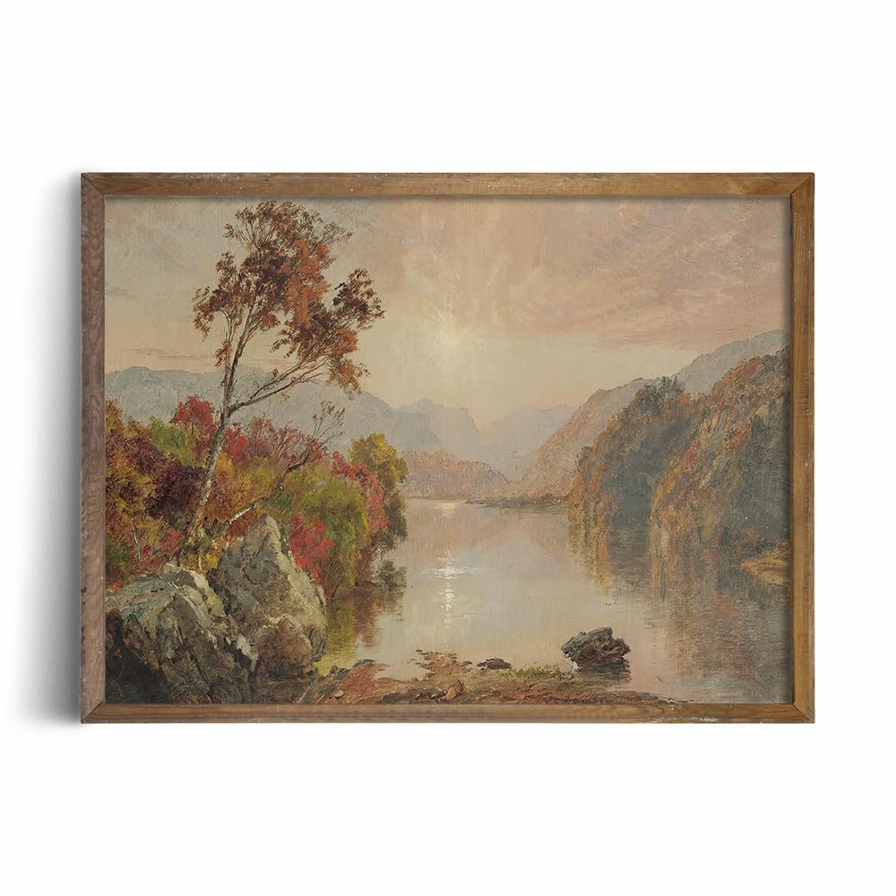 Rustic Farmhouse Wall Art Decor - Autumn Forest Birch Fall Lake - 11x14" - Boho Art Deco Landscap... | Amazon (US)