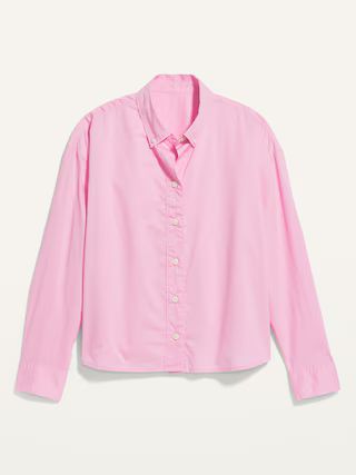 Long-Sleeve Cropped Boyfriend Shirt for Women | Old Navy (US)