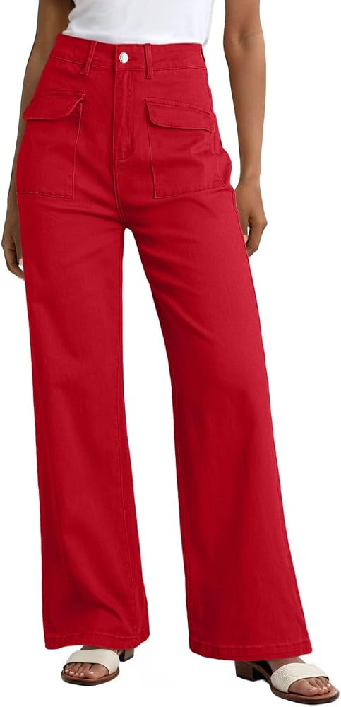 Dokotoo Women's Cargo Baggy Wide Leg High Waist Casual Stretch Pants | Amazon (US)