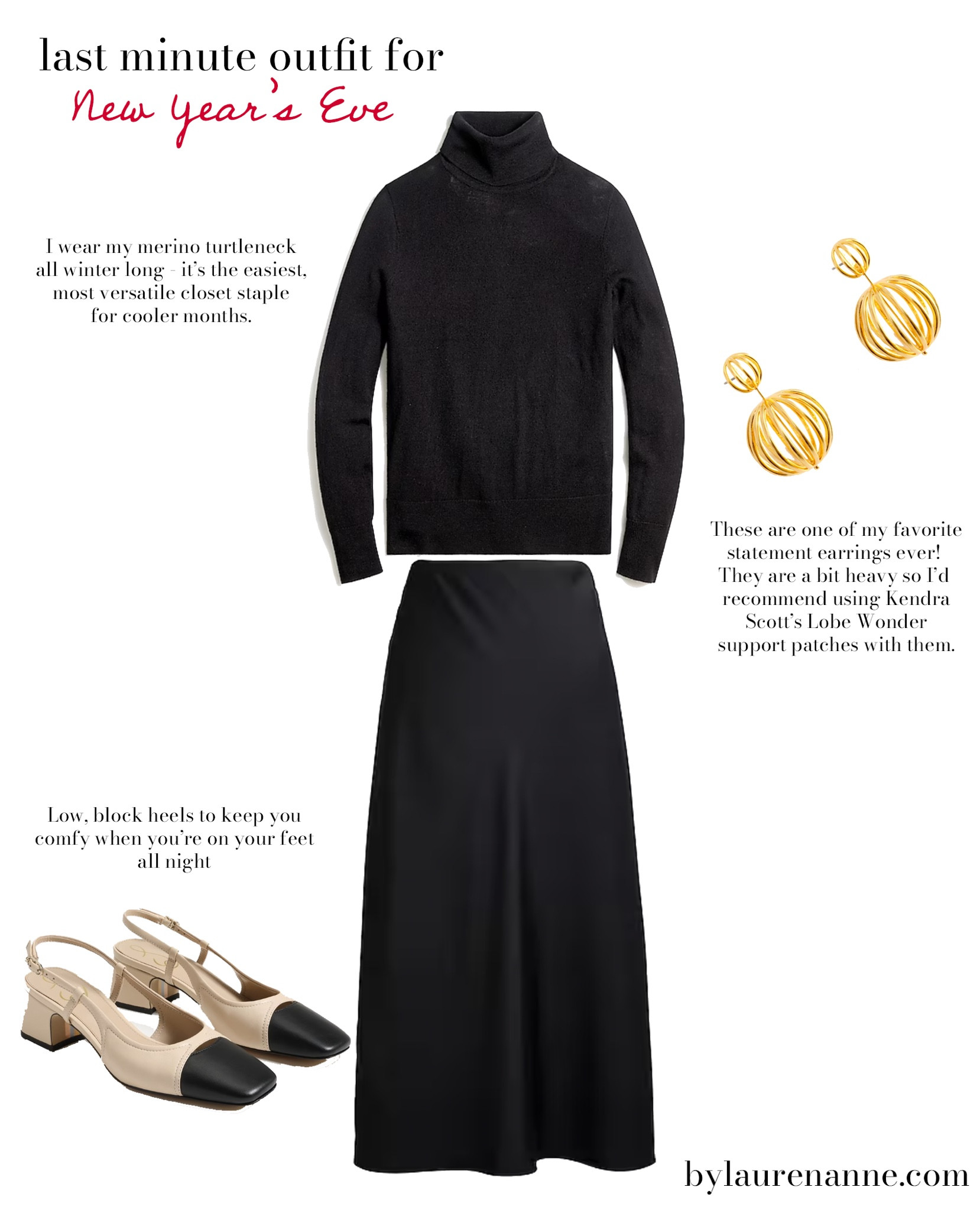A last-minute New Year’s Eve outfit from staples in my closet ✨🥂
Top: Black turtleneck (sized up for a relaxed fit)
Skirt: Slip skirt (TTS)
Earrings: Tuckernuck 
Shoes: Sam Edelman cap-toe slingbacks 

#classicstyle #preppy #preppystyle #size8 #size10 #size10style #size8style #NewYearsEve #NYE 

#LTKparties #LTKfindsunder100