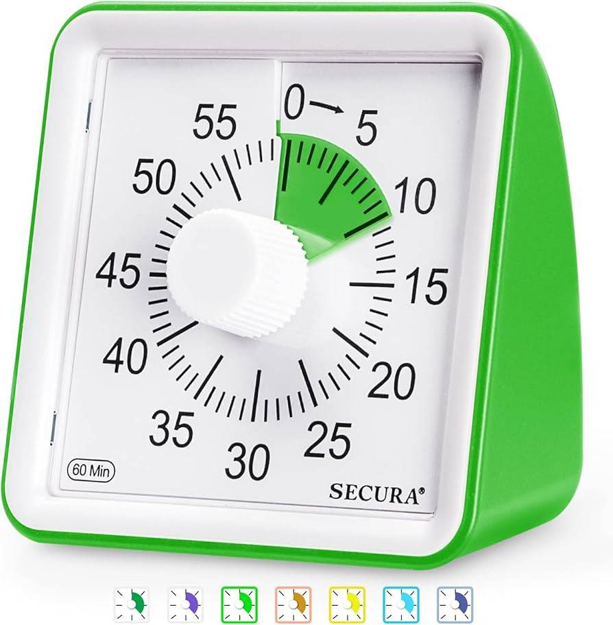 Secura 60-Minute Visual Timer, Classroom Timer, Countdown Timer for Kids and Adults, Time Managem... | Amazon (US)
