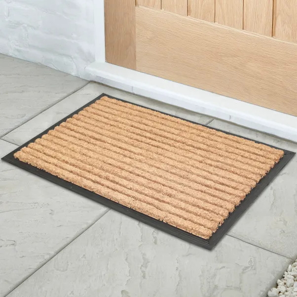 Jumbo Stripe Rubber and Coir Doormat | Dunelm (migrated)