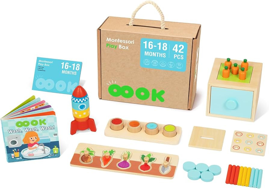Montessori Educational Toys for 1 Year Old, 5 in 1 Learning Toys Set for Toddlers Wooden Toy Pres... | Amazon (US)