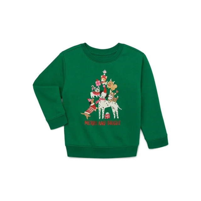 Christmas Toddler Girls’ Sweatshirt with Long Sleeves from Holiday Time, Sizes 12M-5T - Walmart... | Walmart (US)
