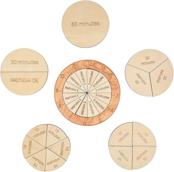 MerryHeart Wooden Time Fraction Learning Clock, Cognitive Clock Education Puzzle Toys for Childre... | Amazon (US)