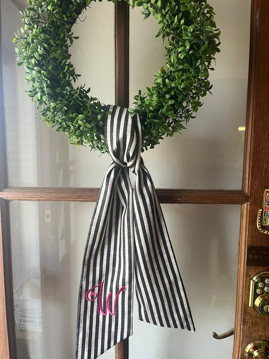 Wreath Sash, Monogrammed Wreath Sash, Personalized Sash for Wreath, Linen Sash for Door, Monogram... | Etsy (US)
