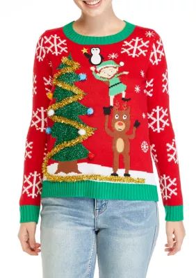 Merry Wear Women's Christmas Characters Sweater - | Belk