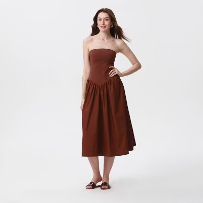 Women's Tube Knit Maxi A-Line Dress - A New Day™ Brown XXL | Target
