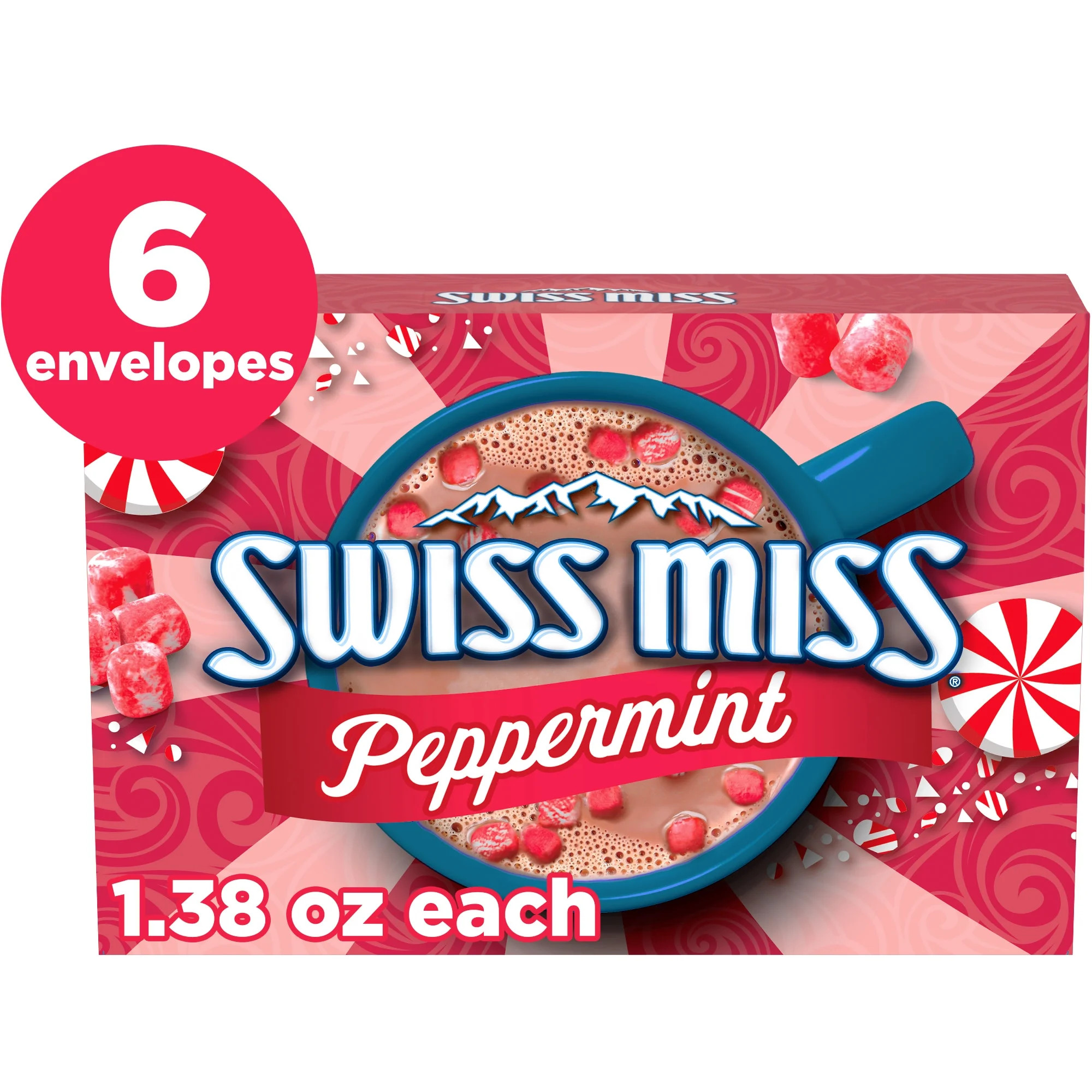 Swiss Miss Peppermint Flavored Hot Cocoa Mix, 1.38 oz., 6-Count Envelopes | Walmart (US)