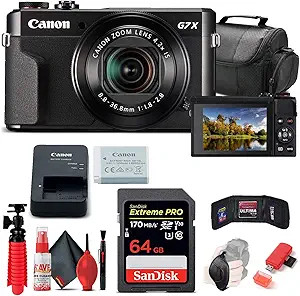 Canon PowerShot G7 X Mark II Digital Camera (1066C001) + 64GB Memory Card + Card Reader + Deluxe ... | Amazon (US)