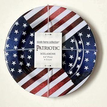 Patriotic Collection Melamine Plates - 8.5" | Red and Blue | Pack of 4 | Amazon (US)