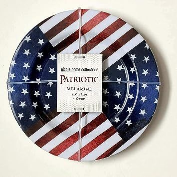 Patriotic Collection Melamine Plates - 8.5" | Red and Blue | Pack of 4 | Amazon (US)