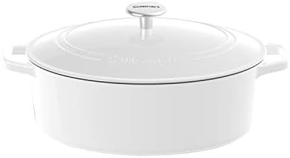 Amazon.com: Cuisinart 7 Quart. Oval Cast Iron Casserole, Glossy White: Home & Kitchen | Amazon (US)