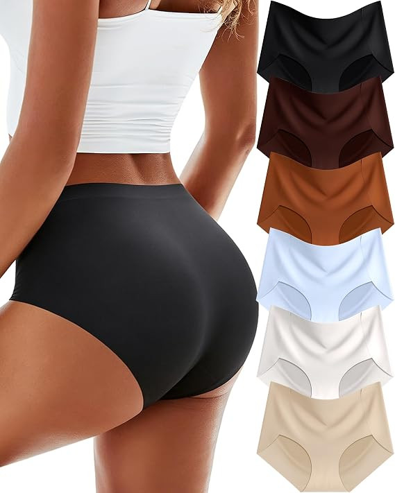 6 Pack Womens Underwear Seamless Sexy Full Coverage Breathable Briefs No Show Fall Clothes Linger... | Amazon (US)