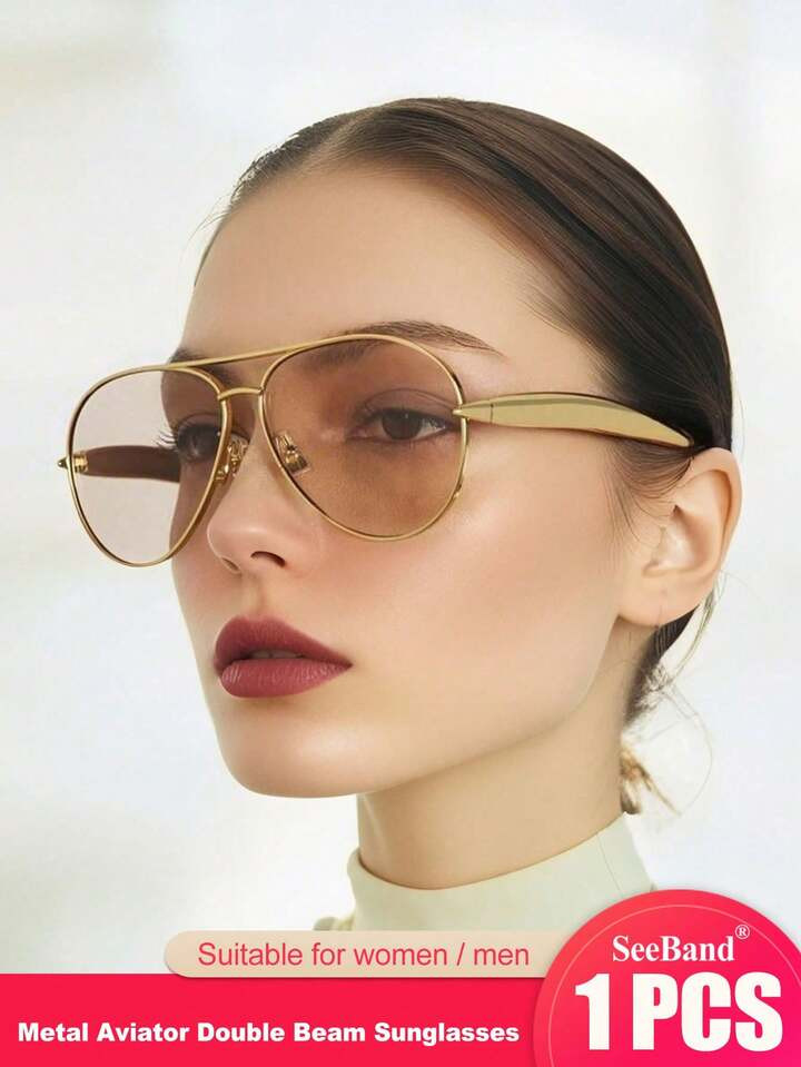 Retro Aviator Fashion Glasses For Women Men Classic 70s Square Aviator Fashion Glasses Vintage Shades | SHEIN