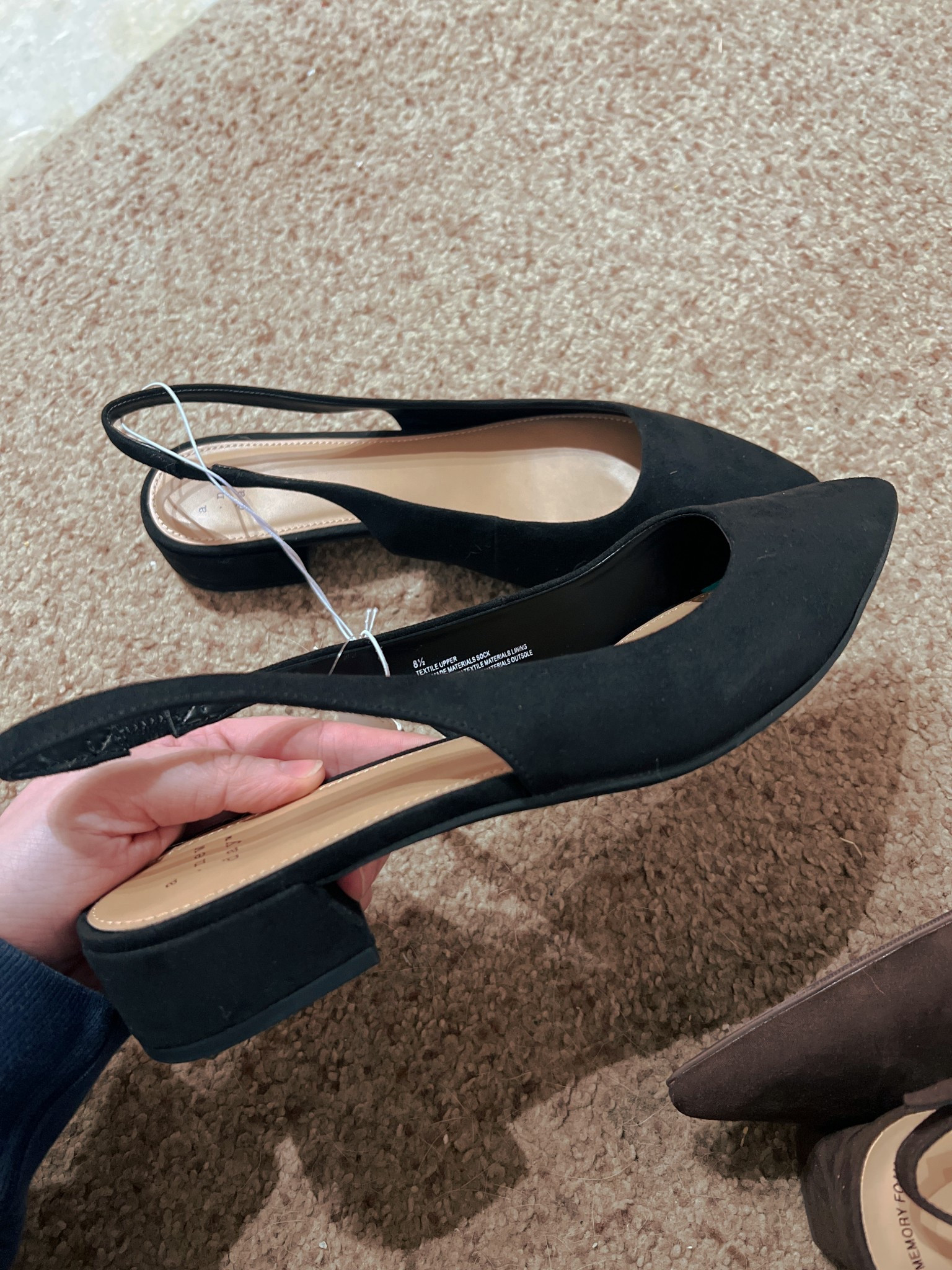 On sale work shoes from Target! 
Flat with a heel

Women's Elle Slingback Pointed Toe Heels - A New Day™ Black 8.5: Cushioned Insole, Block Heel
For her 
$25
OOTD
Style tip
Workwear
Date night
Comfortable

#LTKootd #LTKSaleAlert #LTKWorkwear