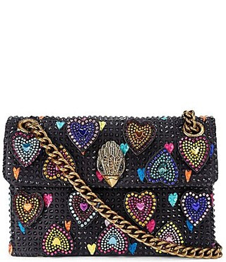 Kurt Geiger London Mini Kensington Heart Rhinestoned Crossbody Bag - Black | Dillard's