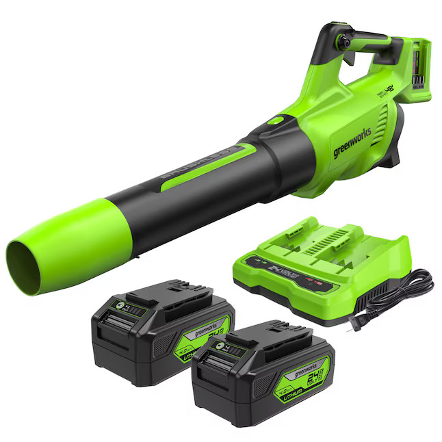 Greenworks 24-volt 585-CFM 140-MPH Battery Handheld Leaf Blower 4 Ah | Lowe's