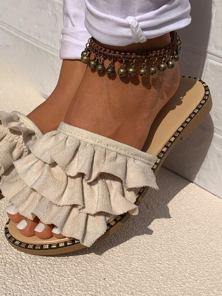 Layered Ruffle Slide Sandals | SHEIN