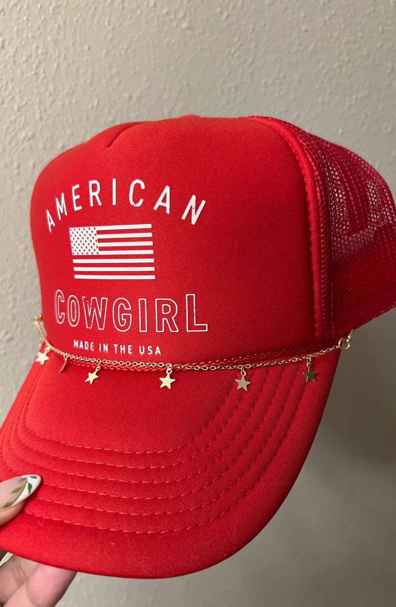American Cowgirl Red Trucker Hat | Apricot Lane Boutique