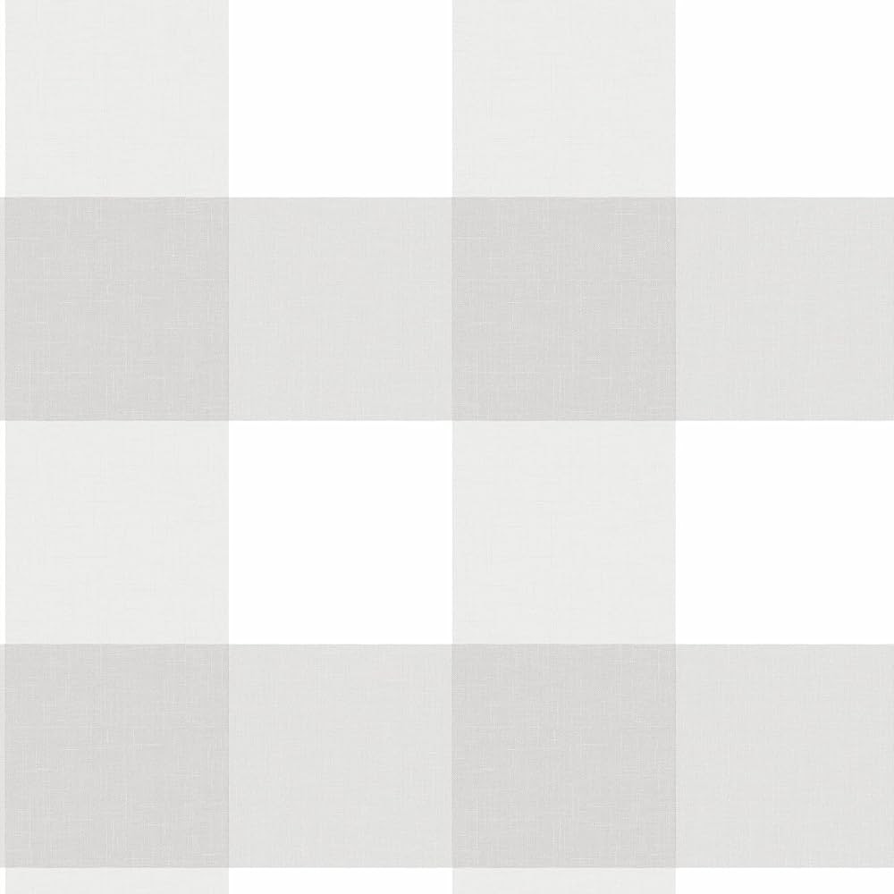 NuWallpaper NUS2691 Farmhouse Plaid Peel & Stick Wallpaper, Grey | Amazon (US)