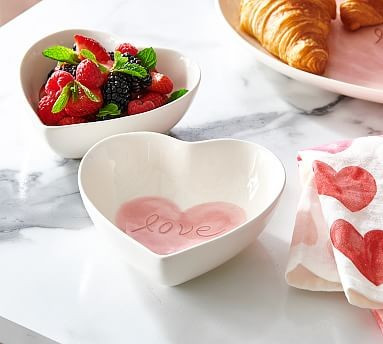 Watercolor Heart Shaped Stoneware Snack Bowl | Pottery Barn (US)