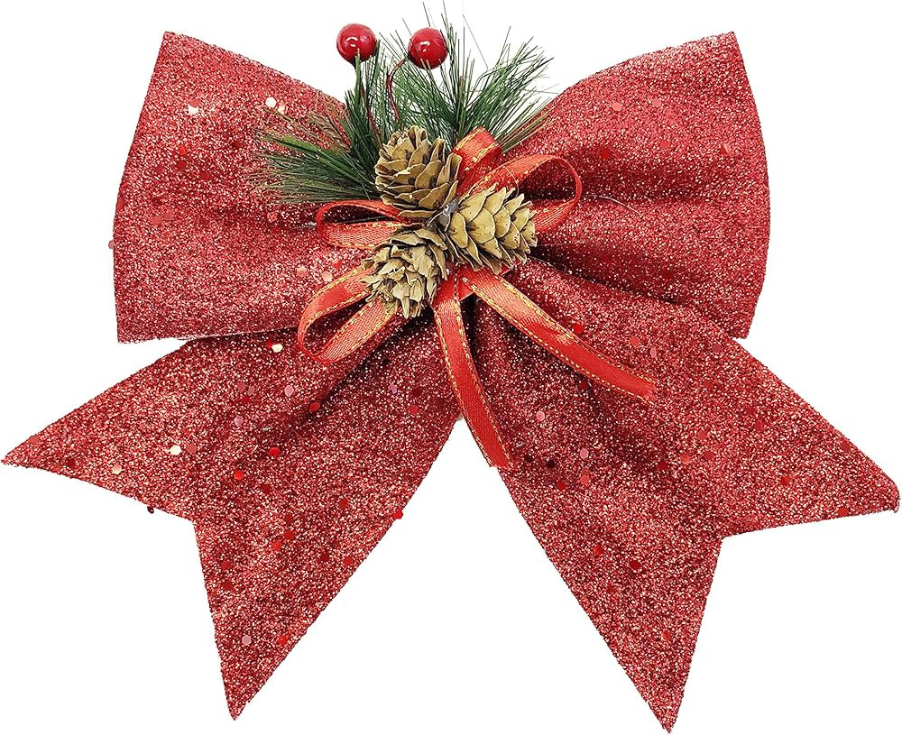 allgala Christmas Decorative Bows for Wreath Garland Treetopper Christmas Tree (07" Med Red 4-PK)... | Amazon (US)