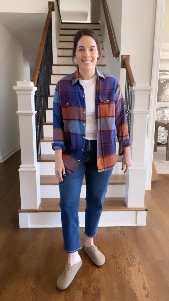 Fall style with plaid and denim! The mix of dark denim and my plaid shirt makes the outfit pop! Love the fall colors in the flannel. Sizes down to XS in flannel but got the Tall version for length in arms and torso. These mom jeans from American Eagle are true to size and fit perfect. I am 5’4 and purchased the short length. These cropped T-shirts from Old Navy are amazing and very stretchy. I sized up to a medium and have white and black! These Birkenstock look-alikes are from Amazon, and very comfy and true to size! They look just like the real thing! Wearing the color brown.
 

#fashion #beauty #haul #style #shopping #styleinspo #ootd #outfitoftheday #outfit #whatiwore  #beautydoesnthavetobepain #fashionaddict #currentlywearing #instastyle #lookgoodfeelgood #fashionblogger #fashionista #fashionstyle #fashionable #fashiongram #fashionblog #fashionaddict #fashionreels 

#LTKstyletip #LTKshoecrush #LTKfindsunder50