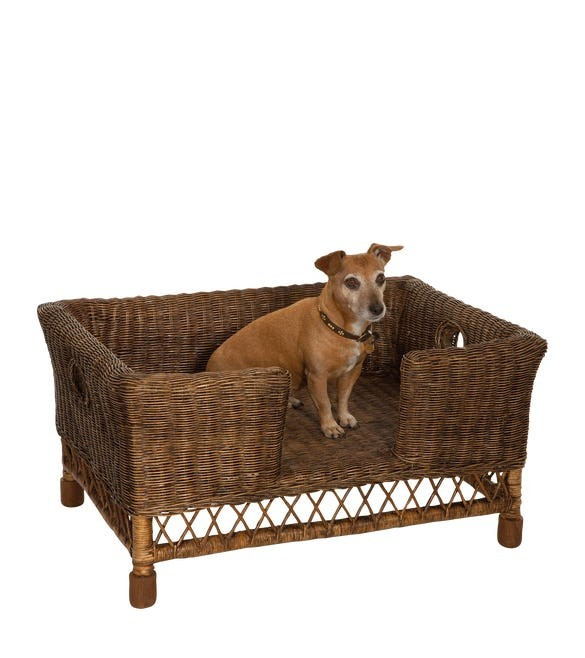 Medium Rattan Mattaban Pet Bed - Brown | OKA US