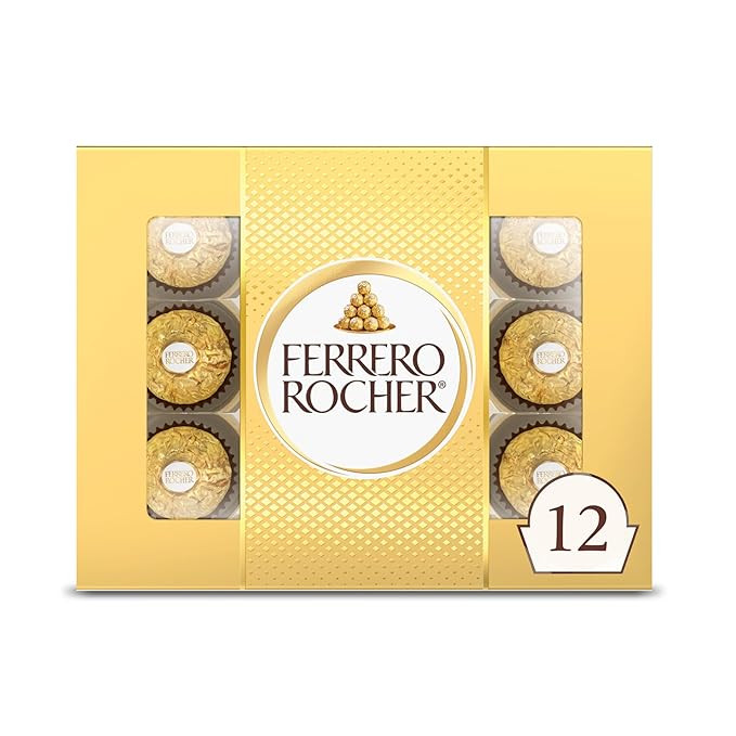 Ferrero Rocher, 12 Count, Premium Gourmet Milk Chocolate Hazelnut, Individually Wrapped Candy for... | Amazon (US)