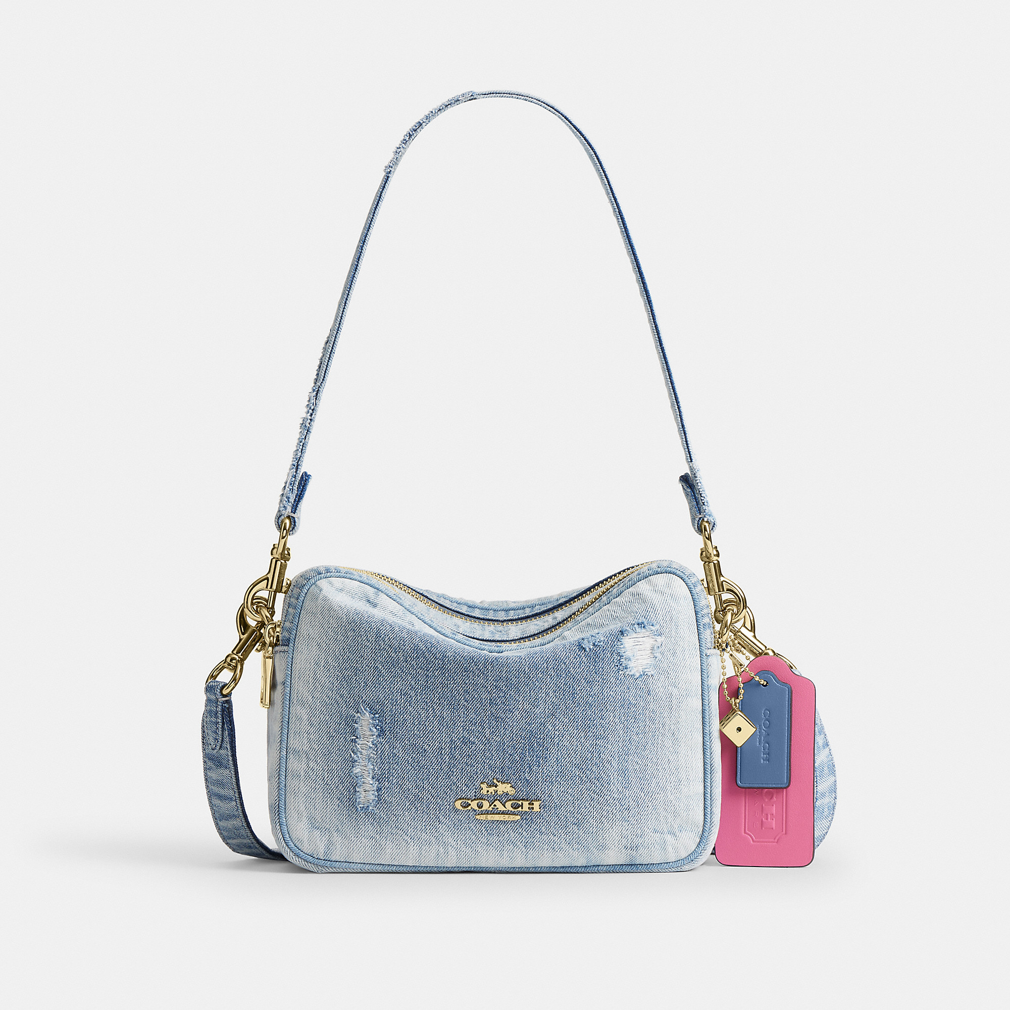 Carey Crossbody Bag In Loved Denim With Charms | Coach Outlet US